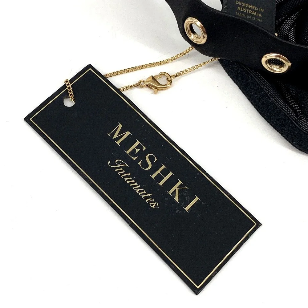 NWT MESHKI ALISON Satin Buckle Brazilian Briefs‎ Black size 10 New Bottoms Only - Picture 10 of 13